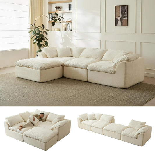 Modern Cloud L-Shaped 3-Seater Deep Seat Sofa