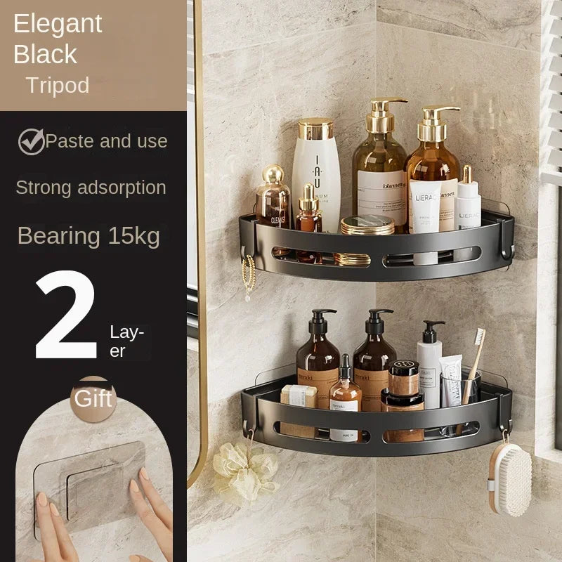 Adhesive Bathroom Shelf Shower Caddy No-Drill Corner Towel Holder Floating Storage Organizer (1/2/3 Pack)