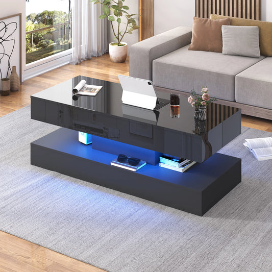 Center Table with Open Display Shelf & Large Storage Space