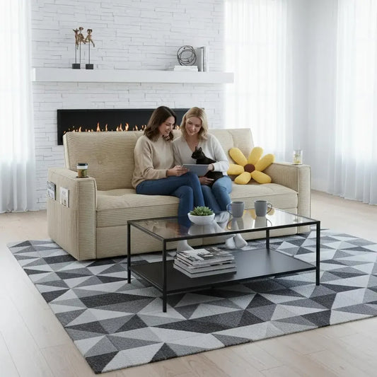 Loveseat Sleeper Sofa with Pull Out Bed, with Pockets and USB