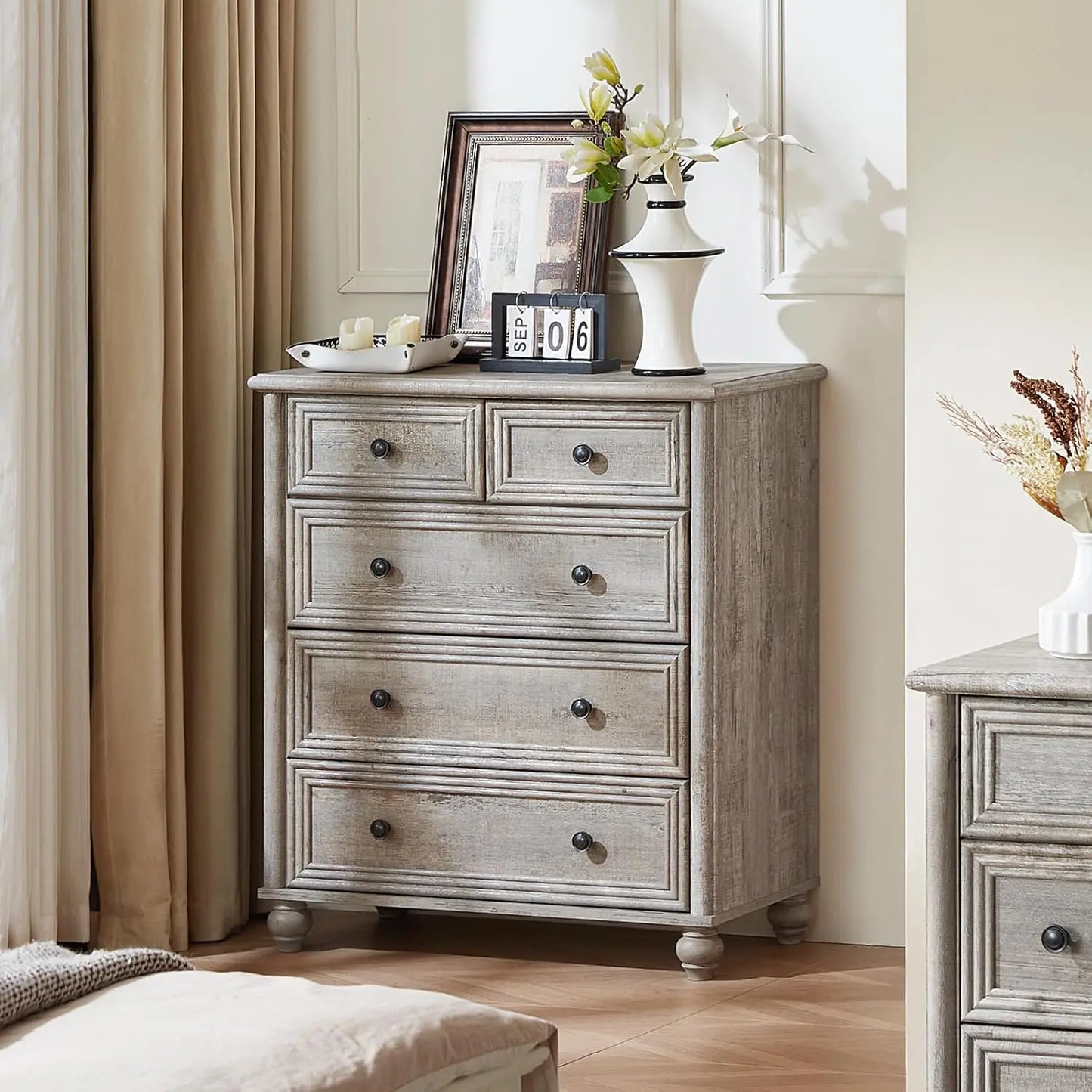 Blue Rustic Chest of 5 Drawers