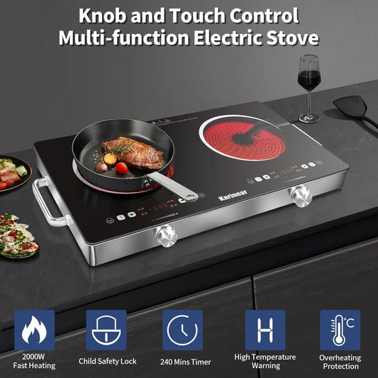 Karinear Ceramic Hob 2 Zones with Safety Lock