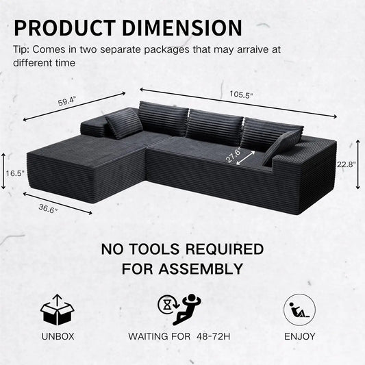 L Shape Modular Deep Seat Sectional Sofa