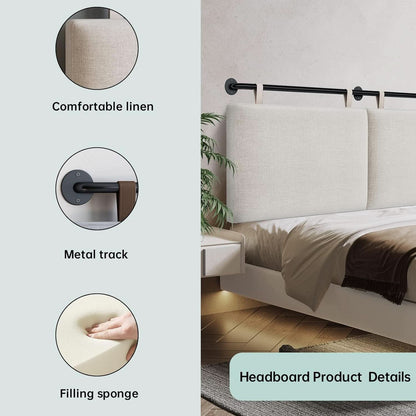 Linen Upholstered King Headboard Wall Mounted Bedroom Decor