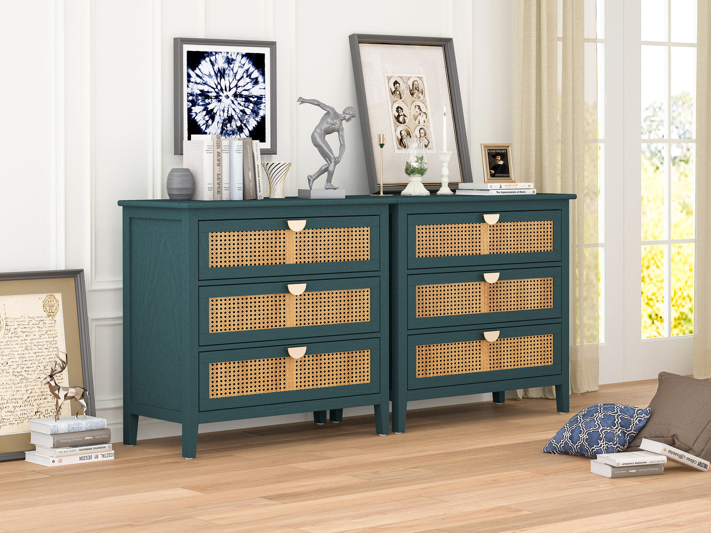 3 Drawer Cabinet Natural Rattan