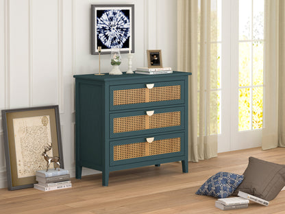 3 Drawer Cabinet Natural Rattan