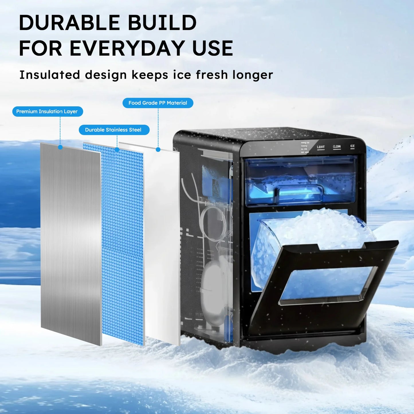 Nugget Ice Machine with Ice Scoop & Basket