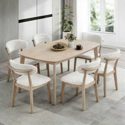 ACTU Dining Table Set with Upholstered Chairs for Modern Homes (Seats 4–6, Solid Wood)