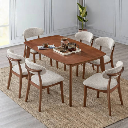 ACTU Dining Table Set with Upholstered Chairs for Modern Homes (Seats 4–6, Solid Wood)