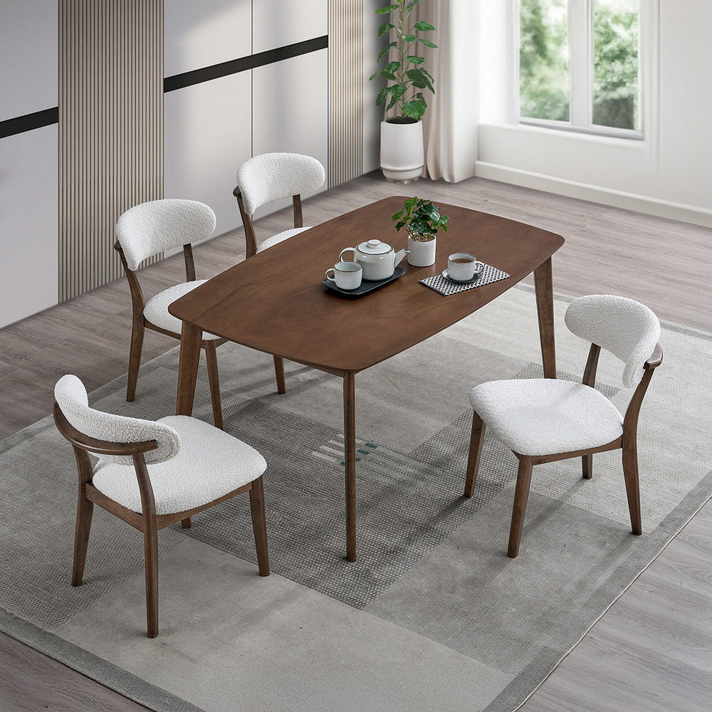 ACTU Dining Table Set with Upholstered Chairs for Modern Homes (Seats 4–6, Solid Wood)