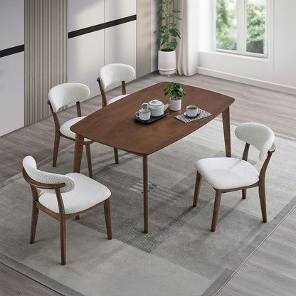 ACTU Dining Table Set with Upholstered Chairs for Modern Homes (Seats 4–6, Solid Wood)