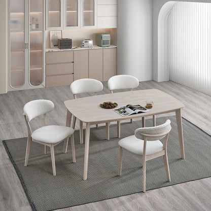 ACTU Dining Table Set with Upholstered Chairs for Modern Homes (Seats 4–6, Solid Wood)