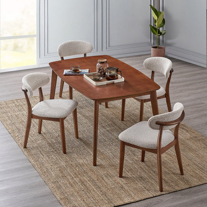 ACTU Dining Table Set with Upholstered Chairs for Modern Homes (Seats 4–6, Solid Wood)