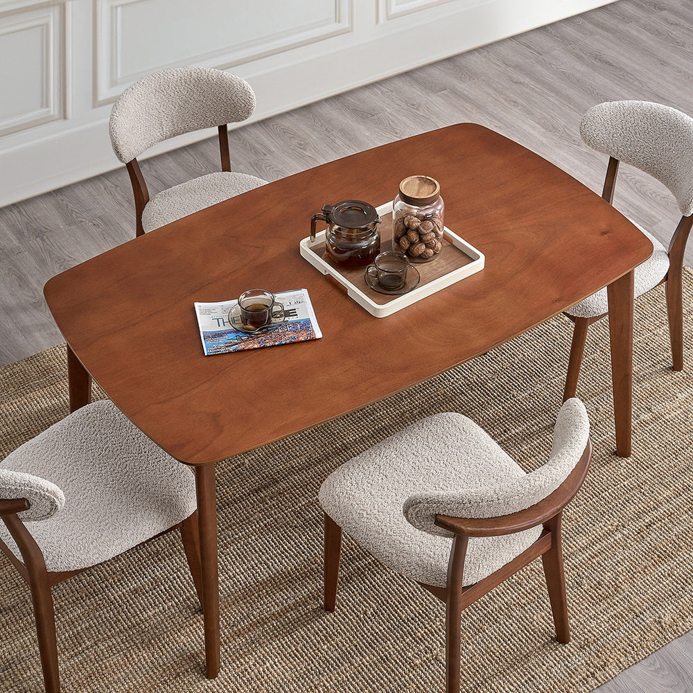 ACTU Dining Table Set with Upholstered Chairs for Modern Homes (Seats 4–6, Solid Wood)