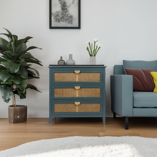 3 Drawer Cabinet Natural Rattan