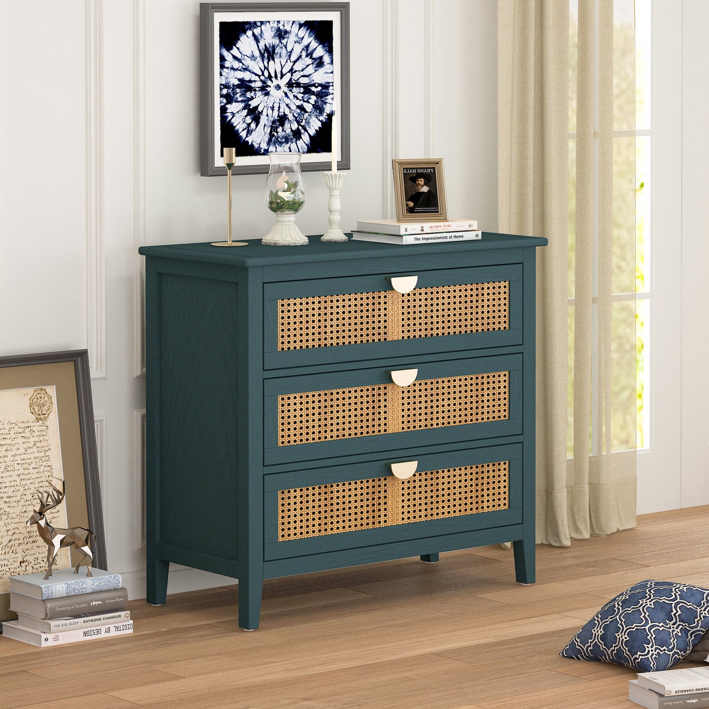 3 Drawer Cabinet Natural Rattan