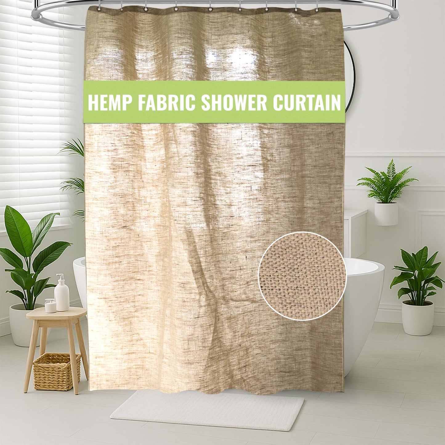 Hemp Shower Curtain – Bath, Tub + Stall Sizes – Made in USA