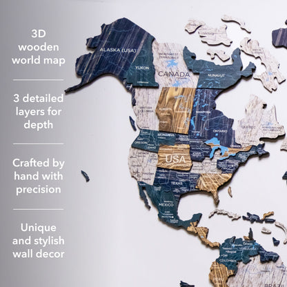 3D Wooden World Map Mystery