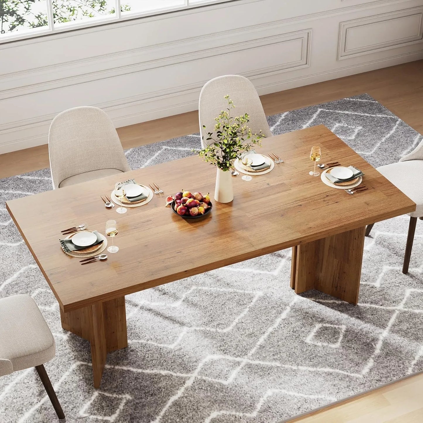 Farmhouse Kitchen Table with Large Tabletop