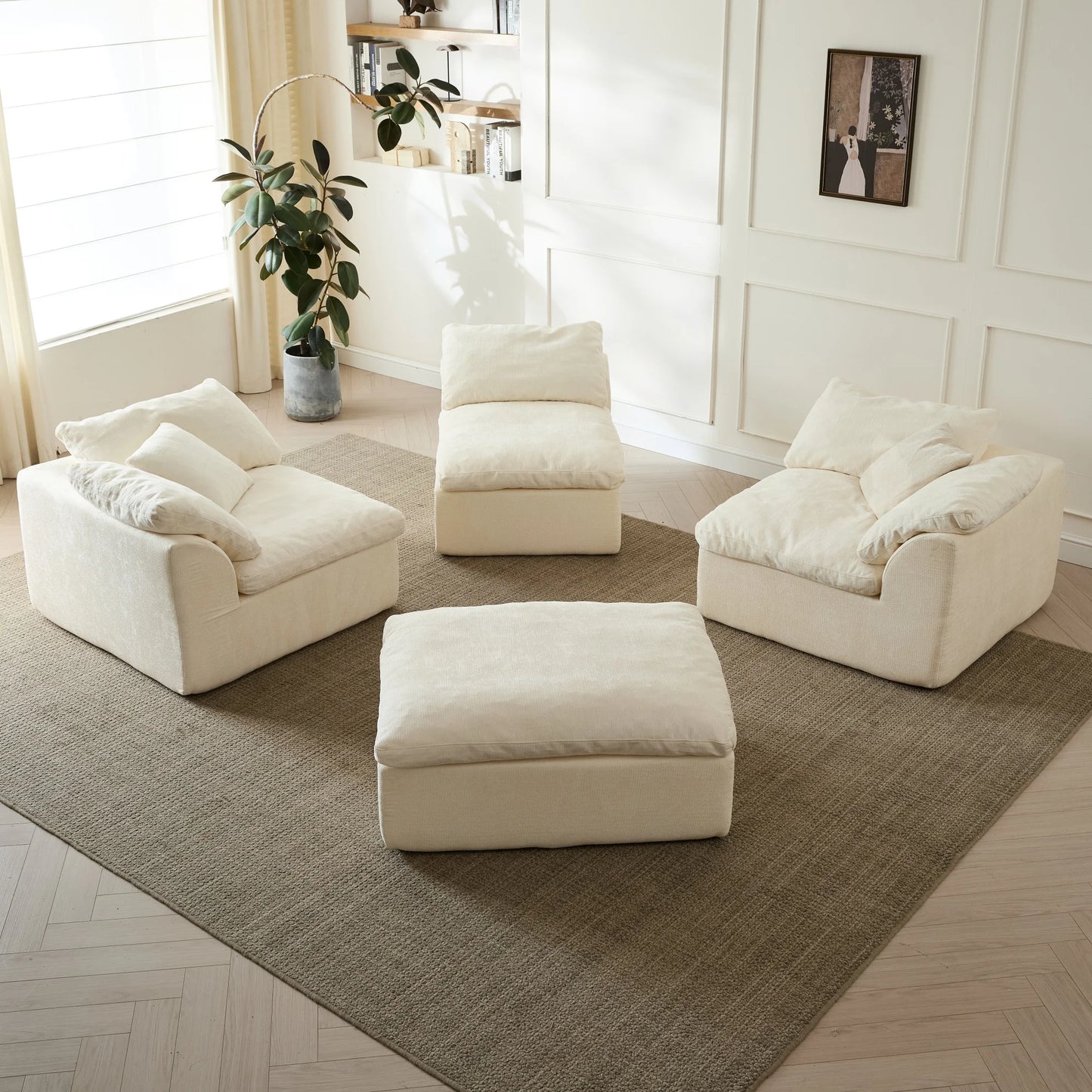 Modern Cloud L-Shaped 3-Seater Deep Seat Sofa