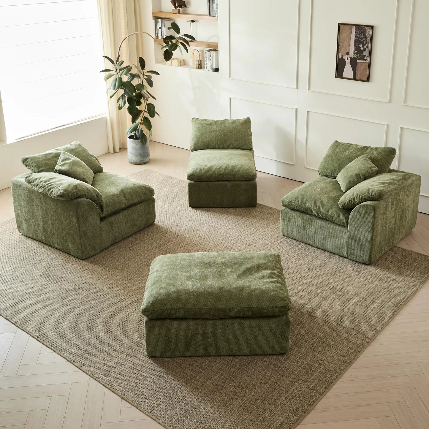 Modern Cloud L-Shaped 3-Seater Deep Seat Sofa