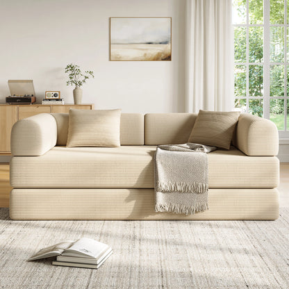 Convertible Floor Sofa Bed with Fixed-Shape Frame