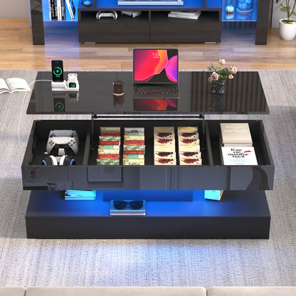 Center Table with Open Display Shelf & Large Storage Space