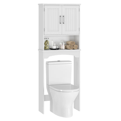 Over The Toilet Storage Cabinet with Double Doors and Anti-Tip Device