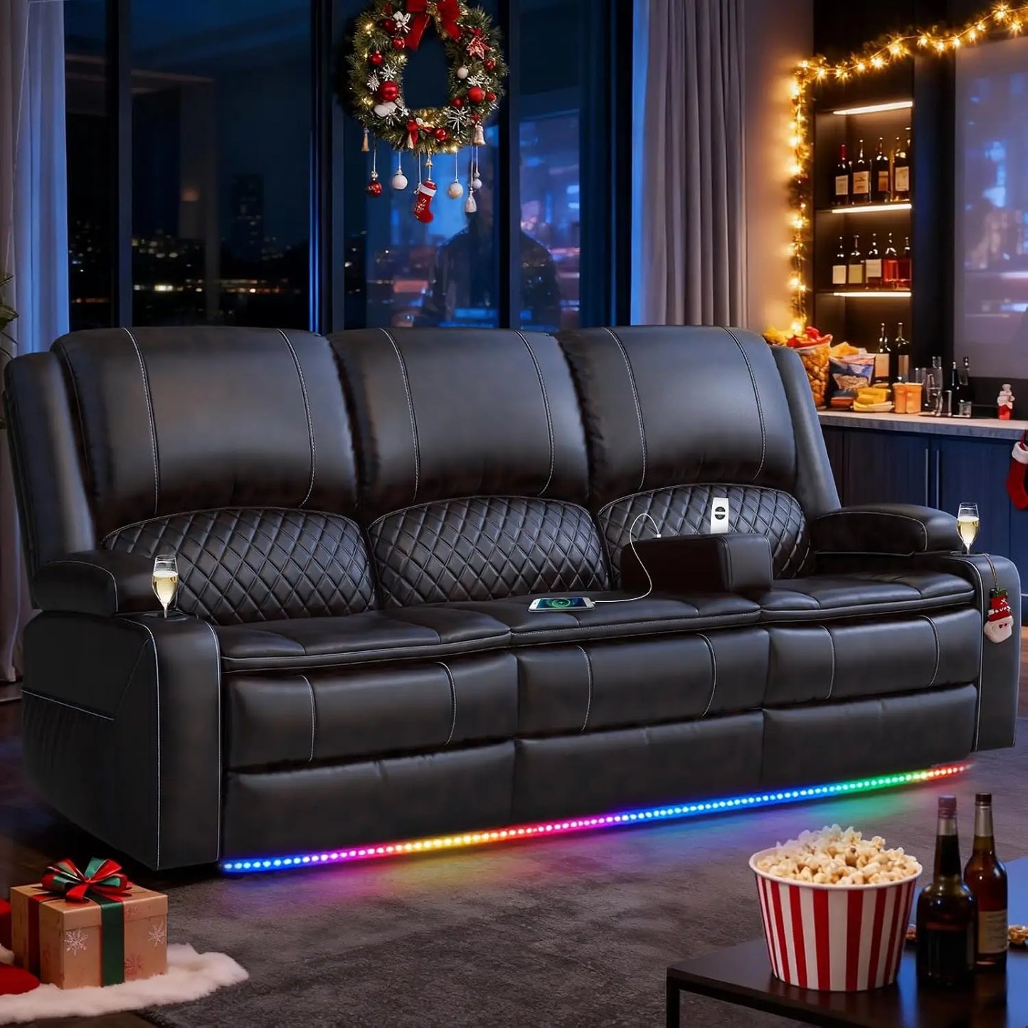 3 Seat Recliner Sofa with Console