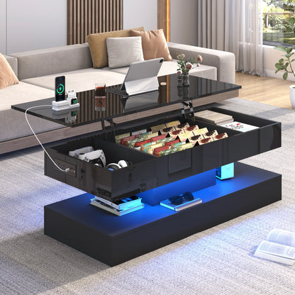 Center Table with Open Display Shelf & Large Storage Space