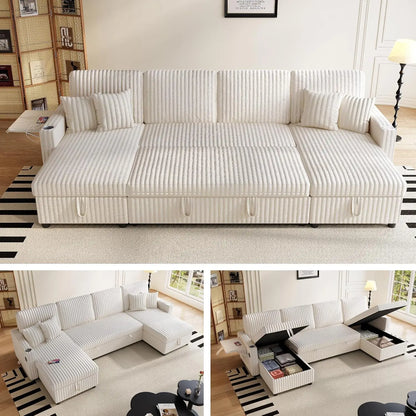 U Shaped Sleeper Sectional Sofa Pull Out Bed