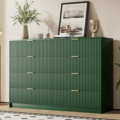 Modern 9 Drawer Dresser with Smooth Slides and Gold Handles
