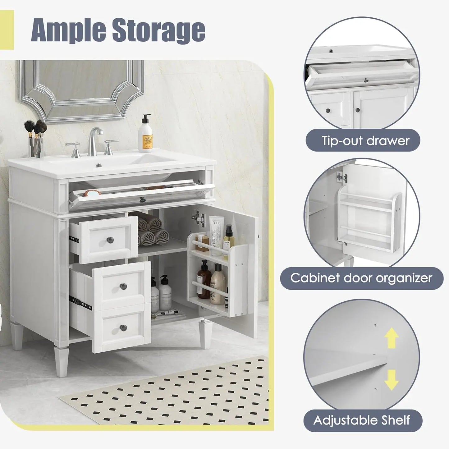 30" Modern Freestanding Storage Cabinet