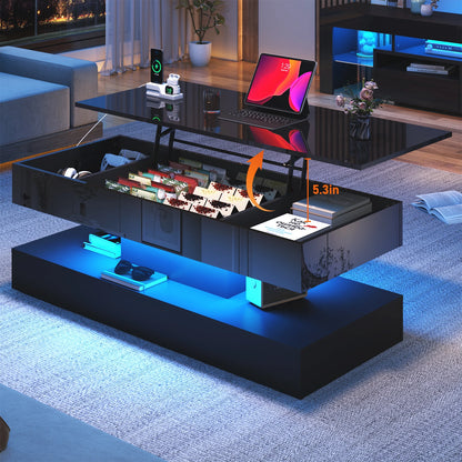 Center Table with Open Display Shelf & Large Storage Space