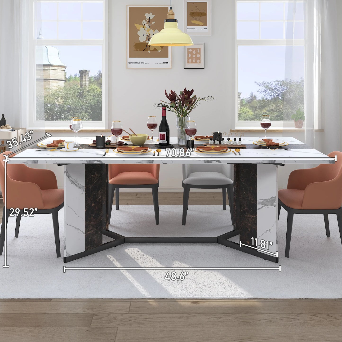 Large Rectangular White Dining Table