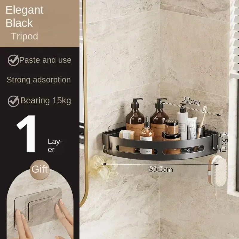 Adhesive Bathroom Shelf Shower Caddy No-Drill Corner Towel Holder Floating Storage Organizer (1/2/3 Pack)