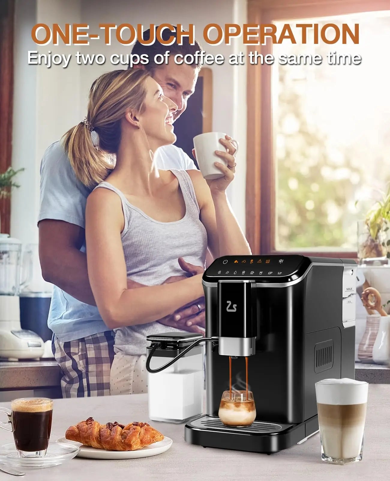 Fully Automatic Espresso Machine With Grinder and Milk Frother