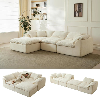 Modern Cloud L-Shaped 3-Seater Deep Seat Sofa