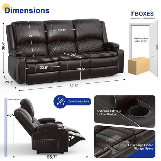 3 Seat Recliner Sofa with Console
