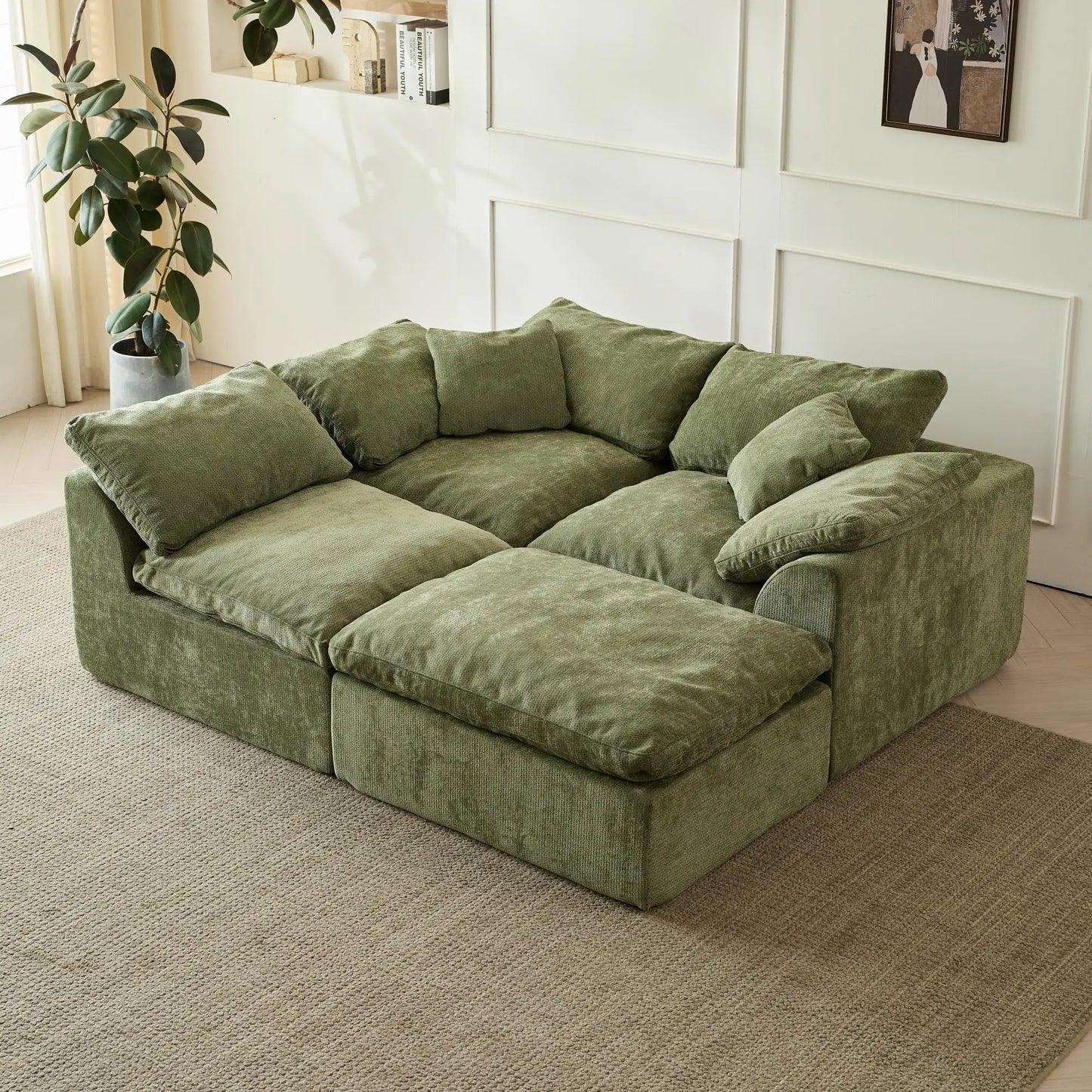 Modern Cloud L-Shaped 3-Seater Deep Seat Sofa