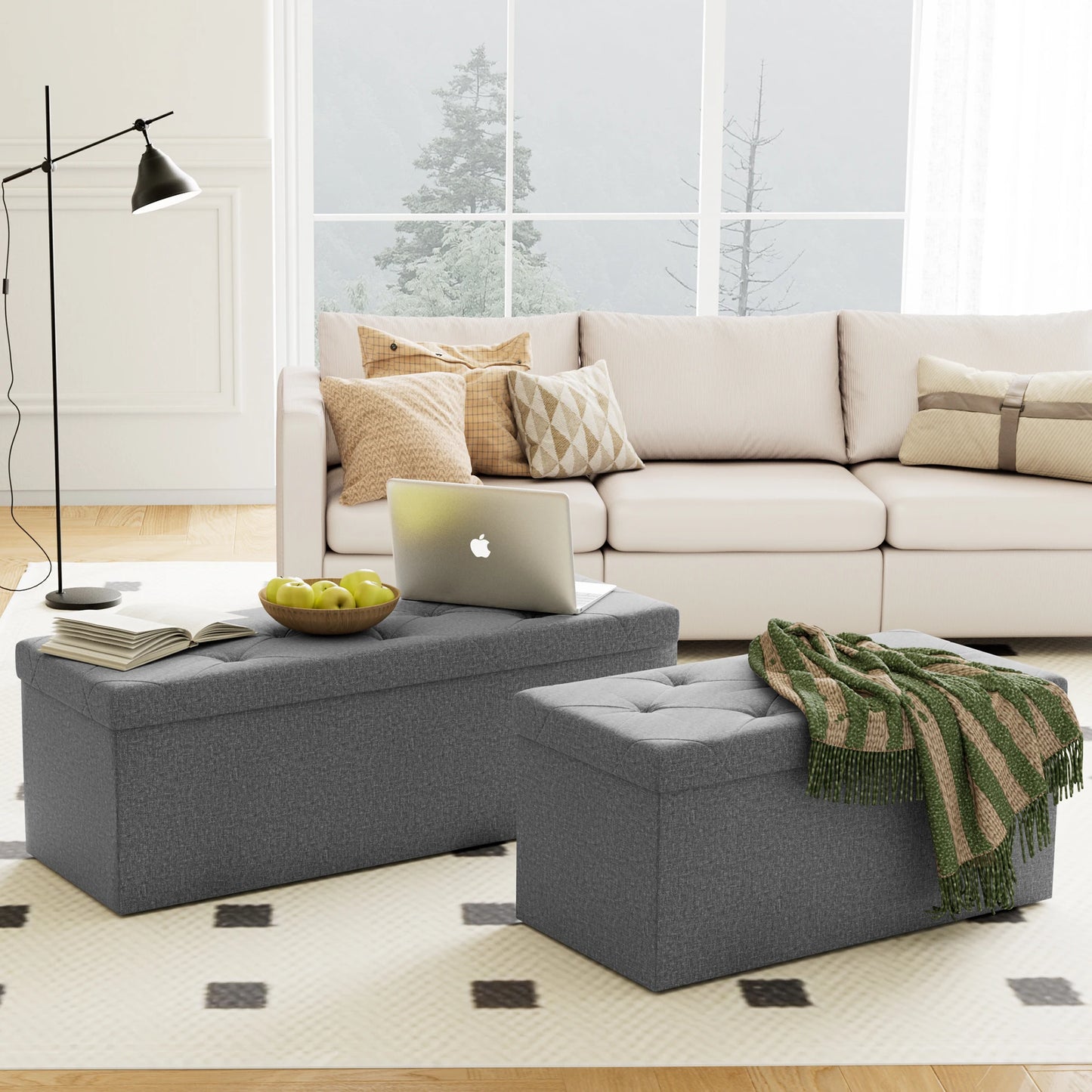 Folding Storage Ottoman Bench