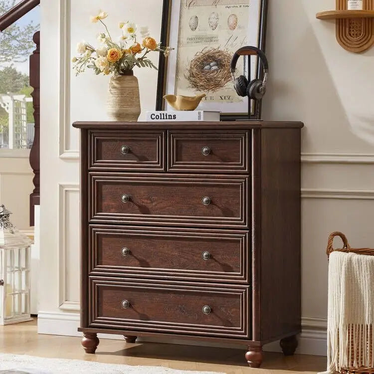 Blue Rustic Chest of 5 Drawers