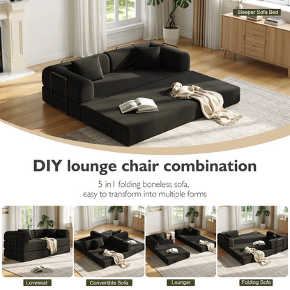 Convertible Floor Sofa Bed with Fixed-Shape Frame