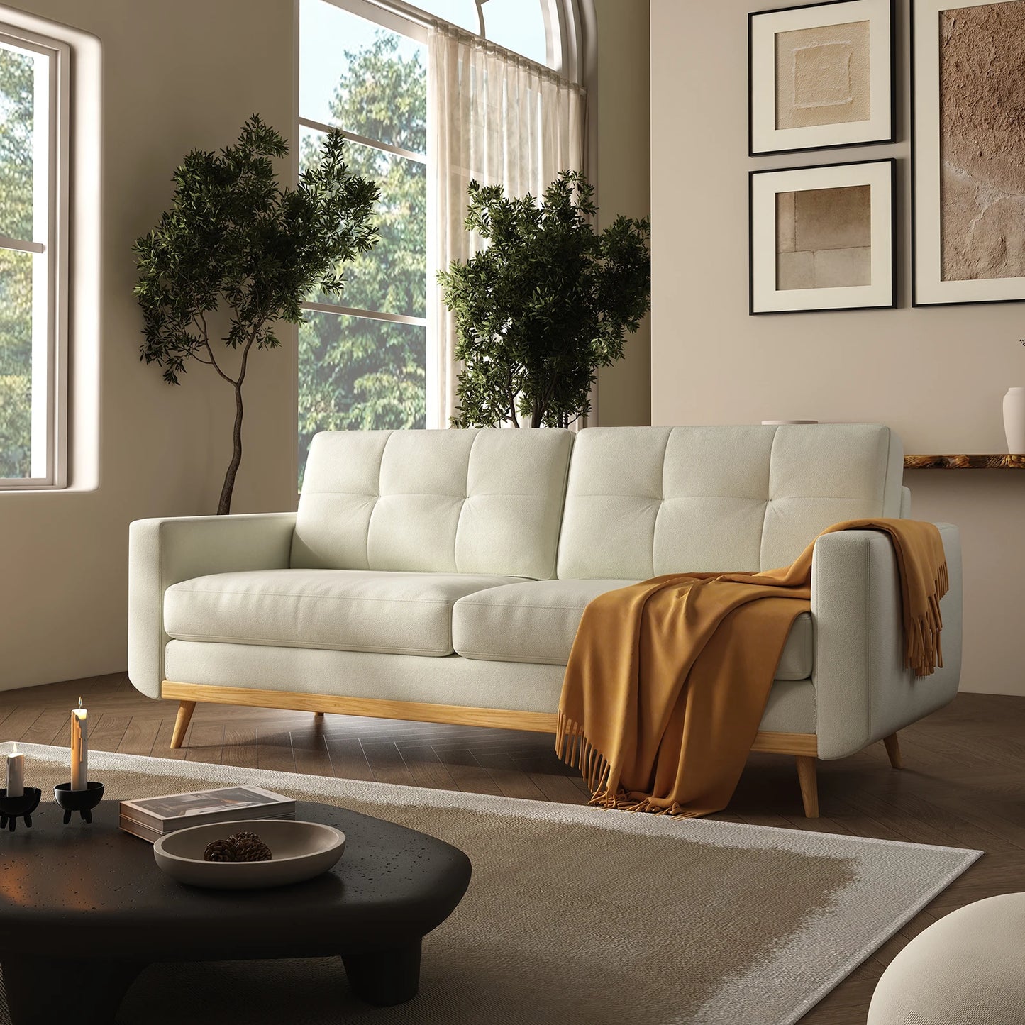 Mid-Century Modern Loveseat Sofa