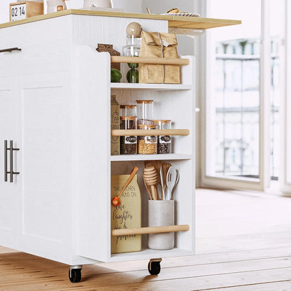 Rolling Kitchen Island with Storage with Drop Leaf