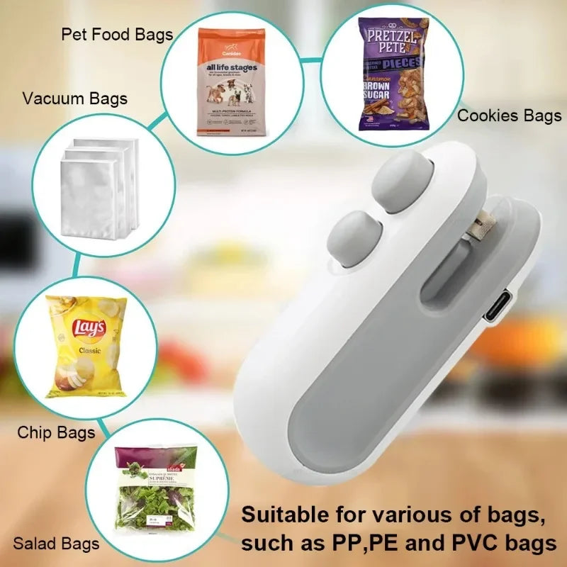 2 in 1 Rechargeable Mini Bag Sealer with Cutter
