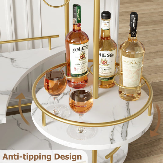 Gold Bar Carts with 4-Tiers Storage Shelves On Wheels