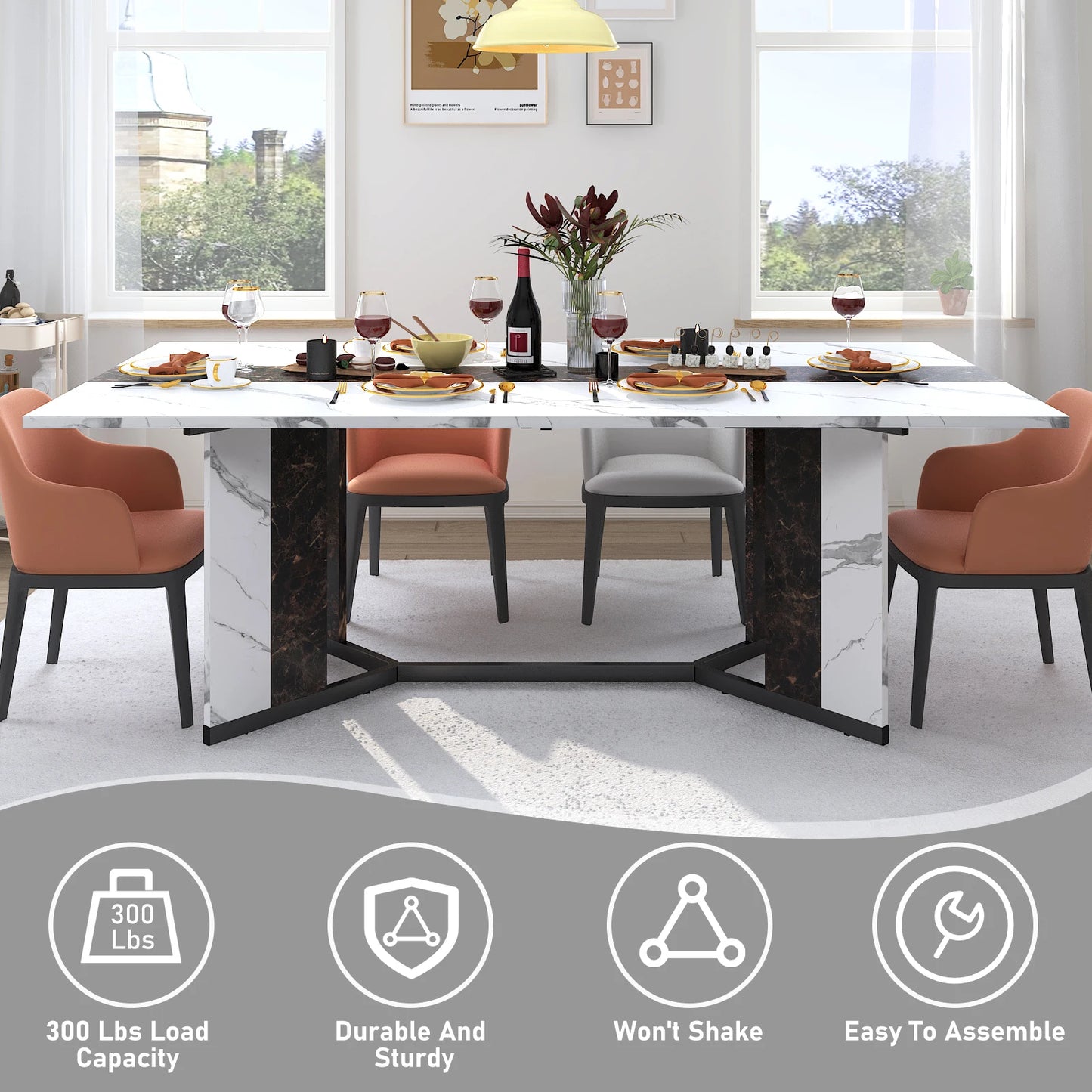 Large Rectangular White Dining Table