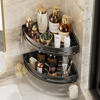 Adhesive Bathroom Shelf Shower Caddy No-Drill Corner Towel Holder Floating Storage Organizer (1/2/3 Pack)