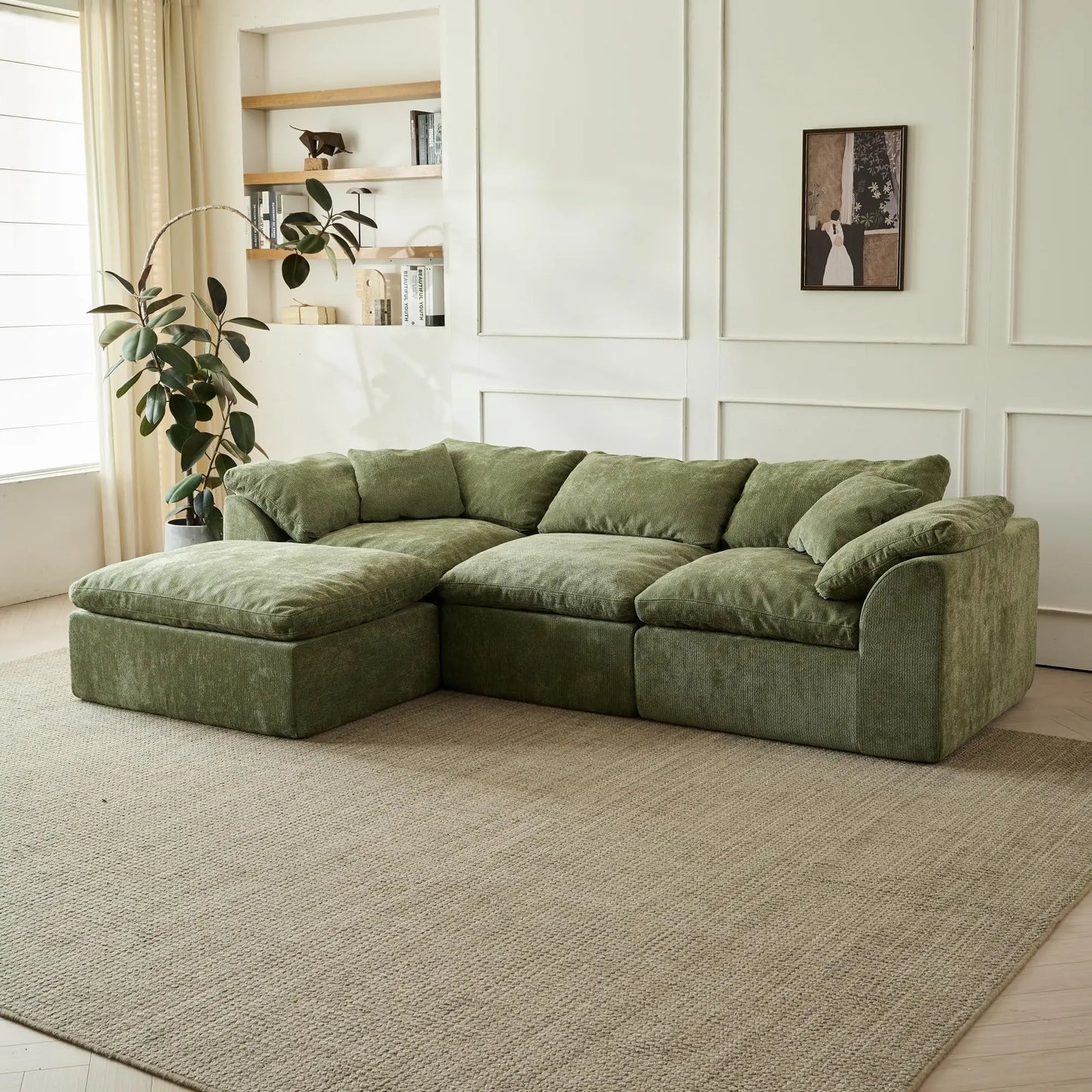 Modern Cloud L-Shaped 3-Seater Deep Seat Sofa